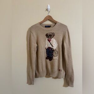 Polo Ralph Lauren Bear Sweater Pullover Knit Beige Large